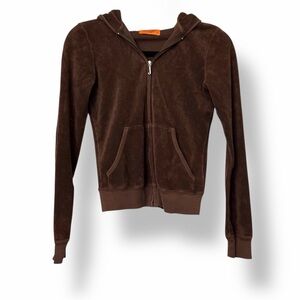 Juicy Couture Velour Full Zip Hoodie Brown